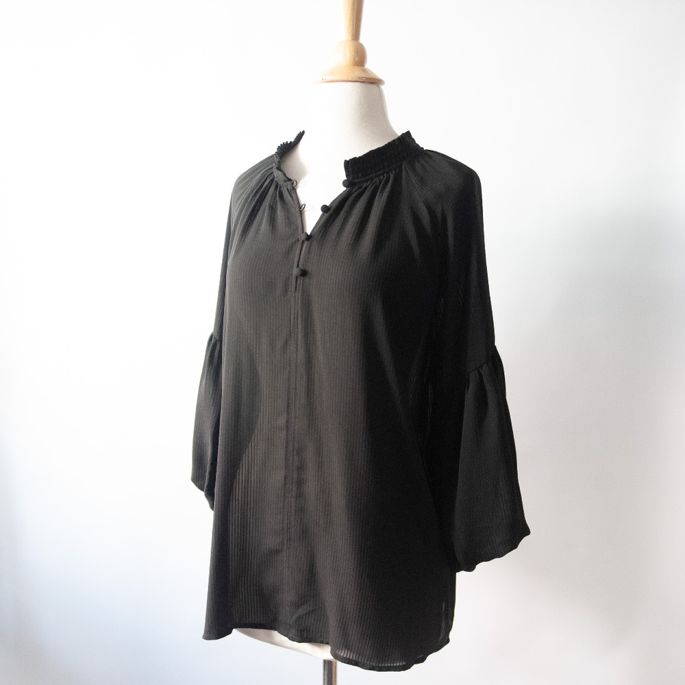 LOFT Mock Neck Bell Sleeve Peasant Top